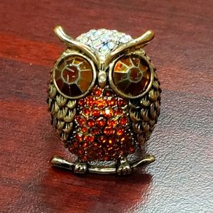 Bronze Rhinestone Owl Stretch Rng